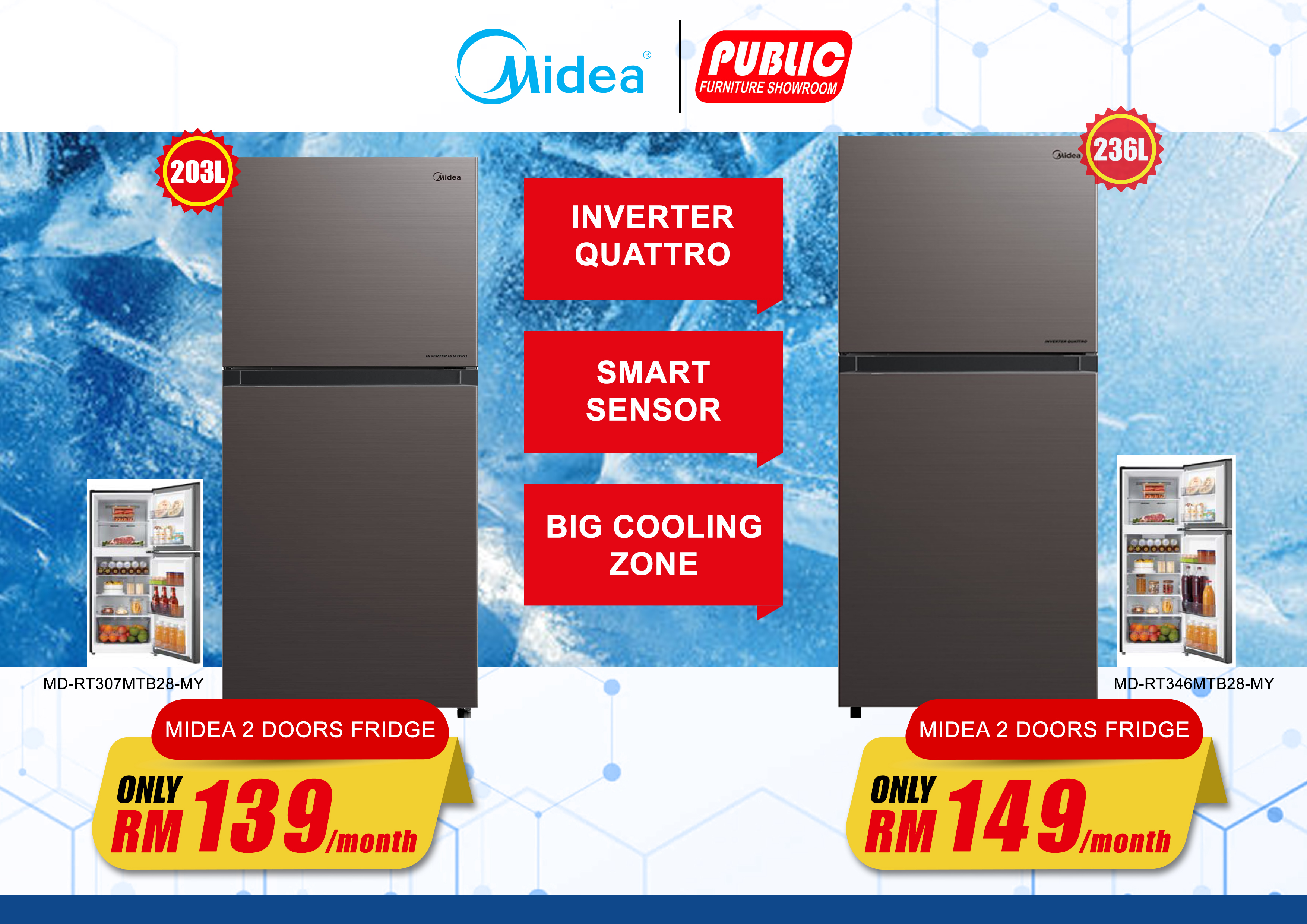 MIDEA 2 DOOR FRIDGE